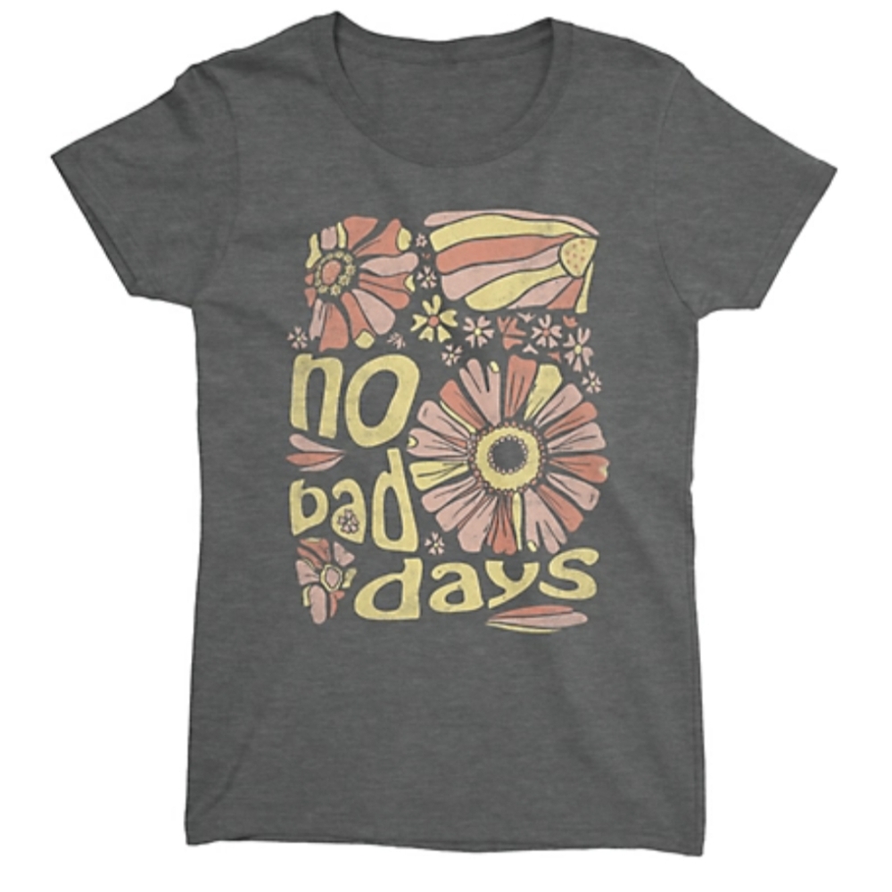 2X Women's-No Bad Days Printed Short Sleeve Tee-NWT